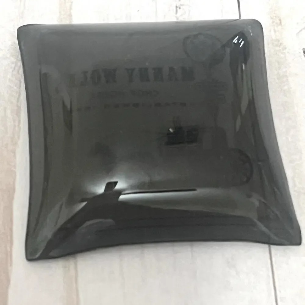 Vintage Mini Square-Manny Wolf's Chop House Smoked Glass Ashtray 2 1/2
